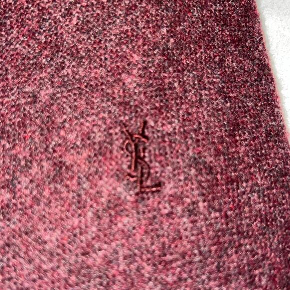 Yves Saint Laurent Mens Burgundy Wool Tie Classic Style - Picture 4 of 6